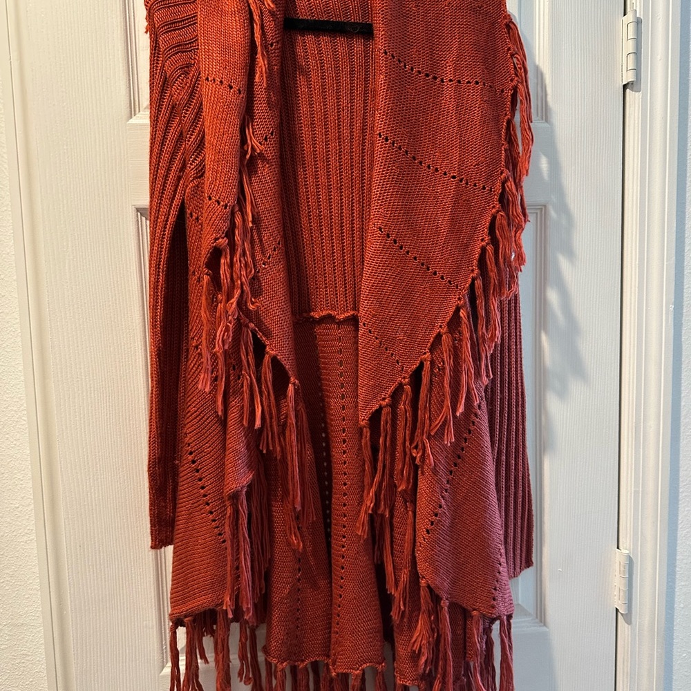 Belldini Rust Fringed Poncho